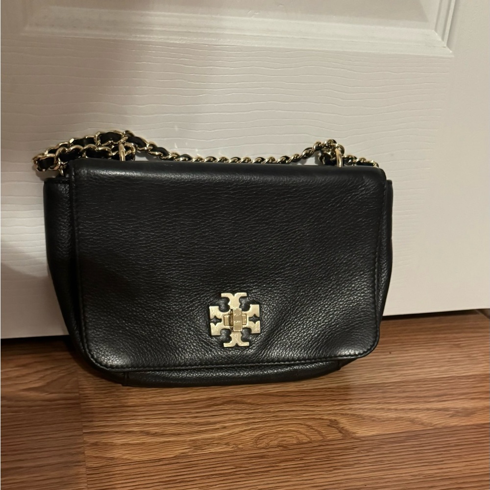 Tory Burch Black Crossbody Bag with Gold Chain